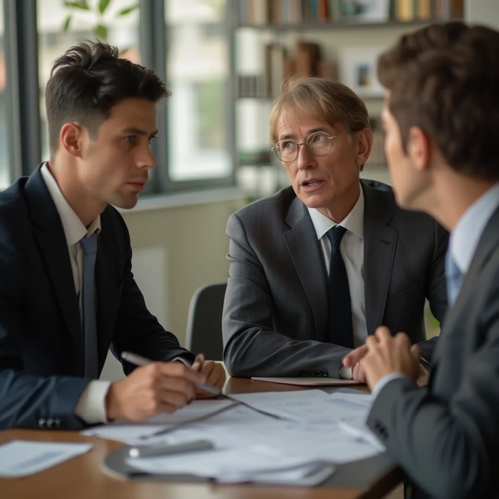 Equipo discutiendo la visión empresarial